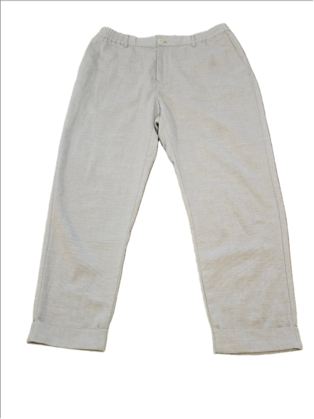 Men's Zara Light Gray Cropped Textured Pants Size XL